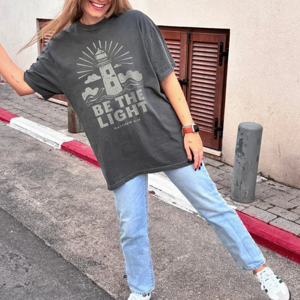Scripture Perfect christian bible verse tshirt Matthew 5-14 be the light comfort colors men and women unisex